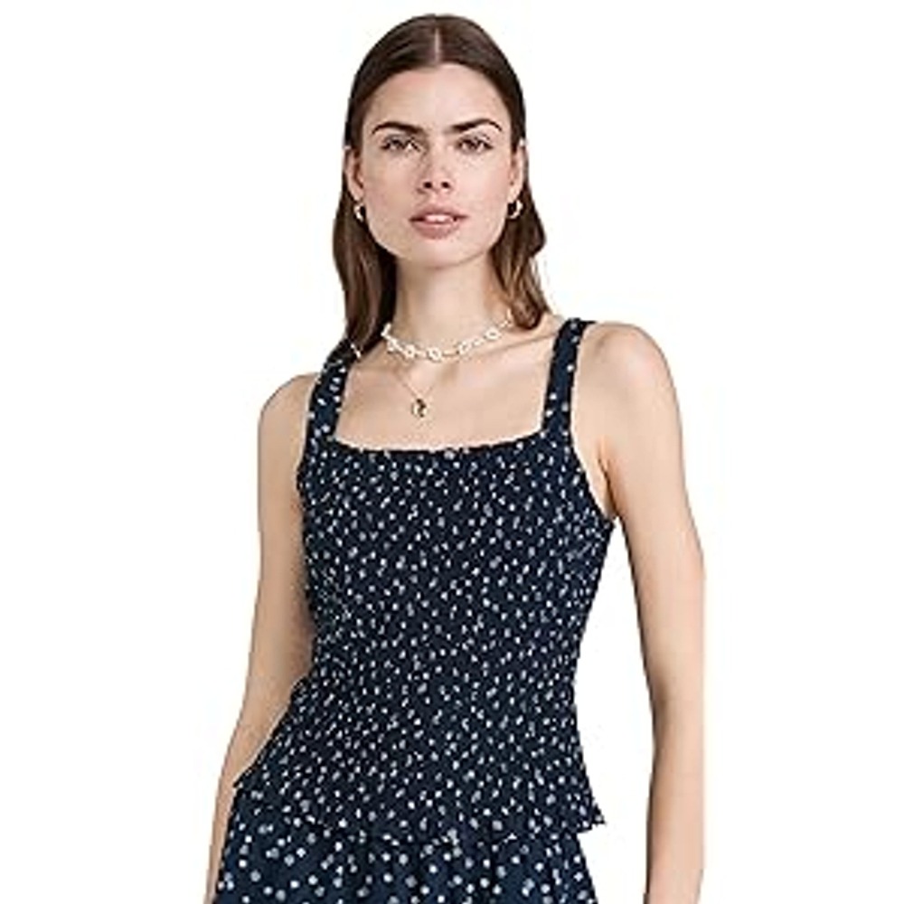 NWT Madewell Lucie Smocked Tank - Bandana Flower/Twilight